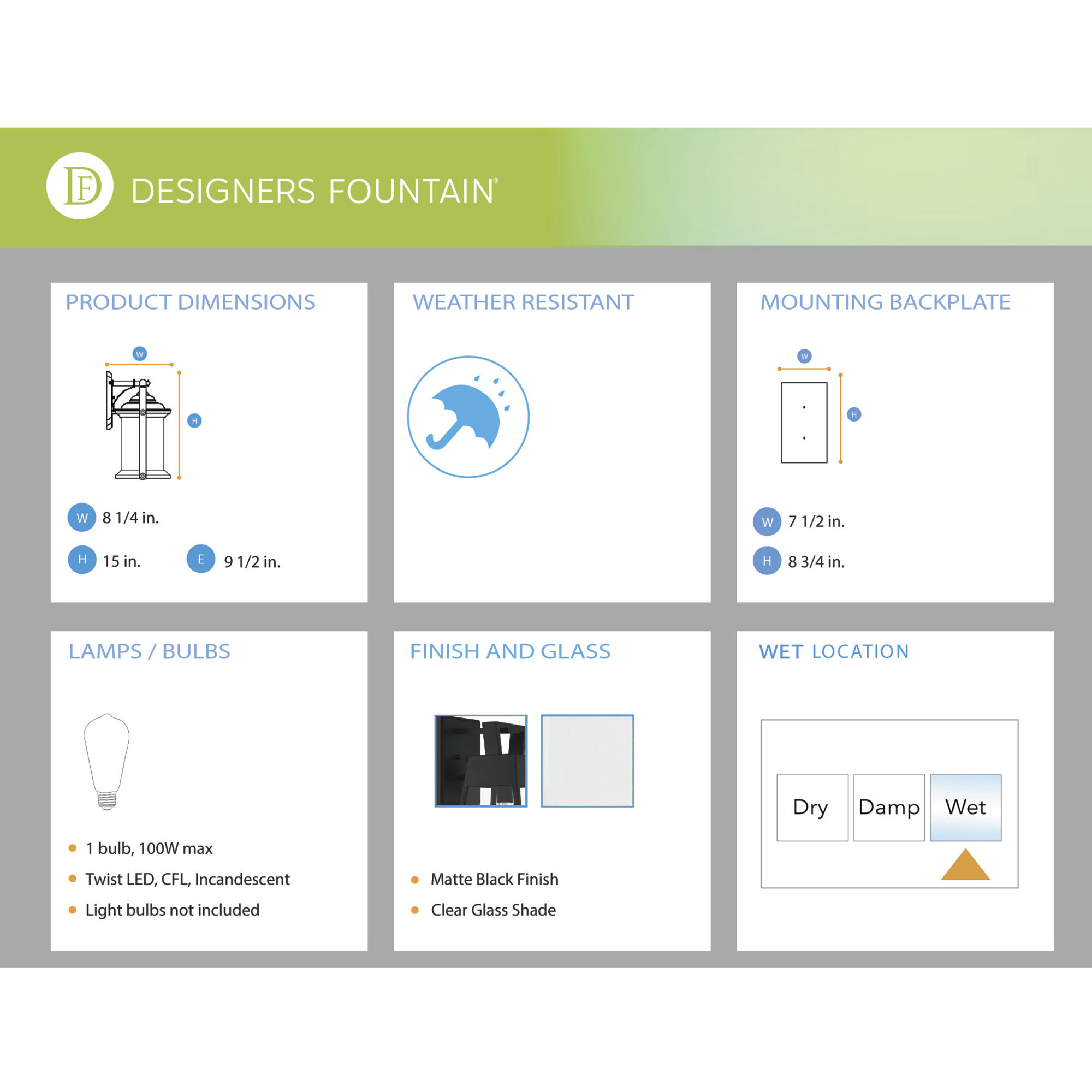 Cooper 1 Light 15 inch Matte Black Outdoor Wall Lantern